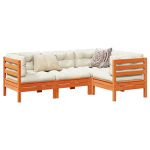 Maison exclusive - salon de jardin 4 pcs avec coussins cire marron bois pin mass