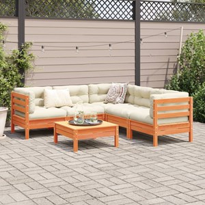 Maison exclusive - salon de jardin 6 pcs avec coussins cire marron bois pin mass
