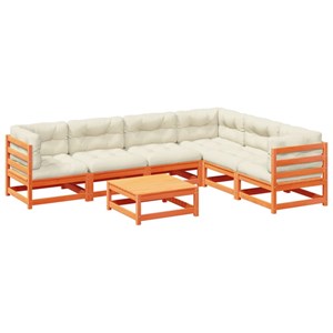 Maison exclusive - salon de jardin 7 pcs avec coussins cire marron bois pin mass