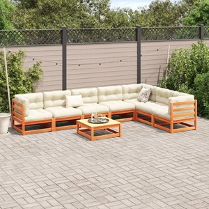Maison exclusive - salon de jardin 8 pcs avec coussins marron cire bois pin mass