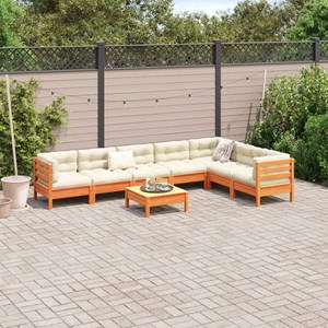 Maison exclusive - salon de jardin 8 pcs avec coussins marron cire bois pin mass