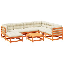 Maison exclusive - salon de jardin 8 pcs avec coussins marron cire bois pin mass