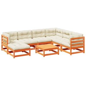 Maison exclusive - salon de jardin 8 pcs avec coussins marron cire bois pin mass