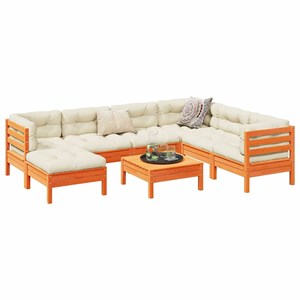 Maison exclusive - salon de jardin 8 pcs avec coussins marron cire bois pin mass