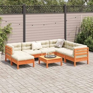 Maison exclusive - salon de jardin 8 pcs avec coussins marron cire bois pin mass