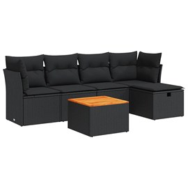 Maison exclusive - salon de jardin 6 pcs avec coussins noir résine tressée