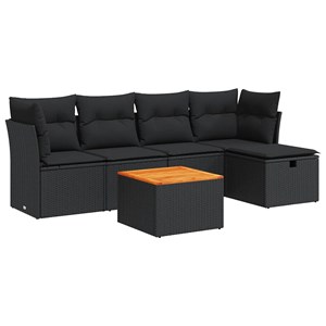 Maison exclusive - salon de jardin 6 pcs avec coussins noir résine tressée