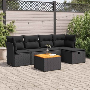 Maison exclusive - salon de jardin 6 pcs avec coussins noir résine tressée