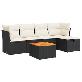Maison exclusive - salon de jardin 6 pcs avec coussins noir résine tressée