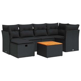 Maison exclusive - salon de jardin 7 pcs avec coussins noir résine tressée
