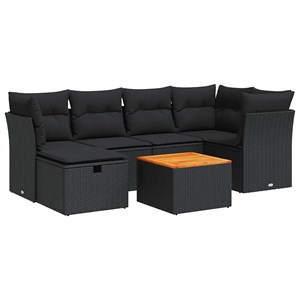 Maison exclusive - salon de jardin 7 pcs avec coussins noir résine tressée