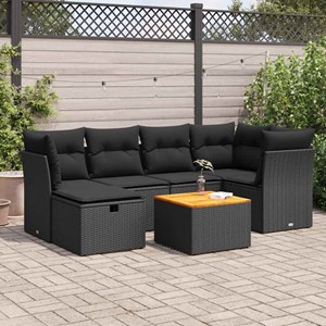 Maison exclusive - salon de jardin 7 pcs avec coussins noir résine tressée
