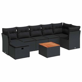 Maison exclusive - salon de jardin 8 pcs avec coussins noir résine tressée