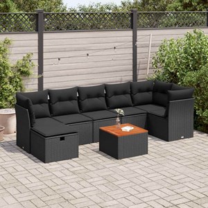 Maison exclusive - salon de jardin 8 pcs avec coussins noir résine tressée