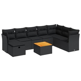 Maison exclusive - salon de jardin 9 pcs avec coussins noir résine tressée