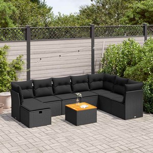 Maison exclusive - salon de jardin 9 pcs avec coussins noir résine tressée