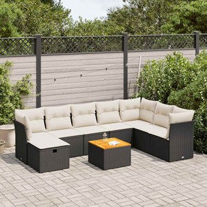 Maison exclusive - salon de jardin 9 pcs avec coussins noir résine tressée