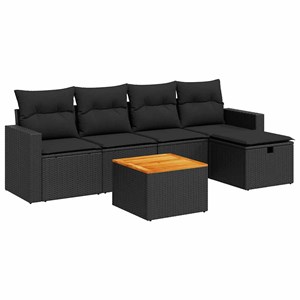 Maison exclusive - salon de jardin 6 pcs avec coussins noir résine tressée