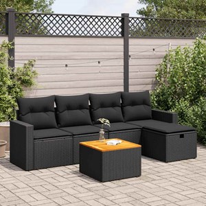 Maison exclusive - salon de jardin 6 pcs avec coussins noir résine tressée