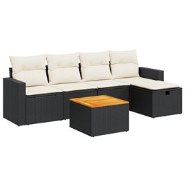 Maison exclusive - salon de jardin 6 pcs avec coussins noir résine tressée