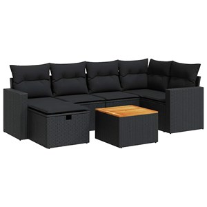 Maison exclusive - salon de jardin 7 pcs avec coussins noir résine tressée
