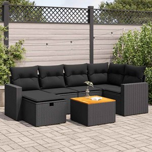 Maison exclusive - salon de jardin 7 pcs avec coussins noir résine tressée