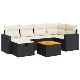 Maison exclusive - salon de jardin 7 pcs avec coussins noir résine tressée