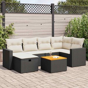 Maison exclusive - salon de jardin 7 pcs avec coussins noir résine tressée