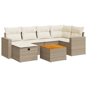 Maison exclusive - salon de jardin avec coussins 7 pcs beige résine tressée