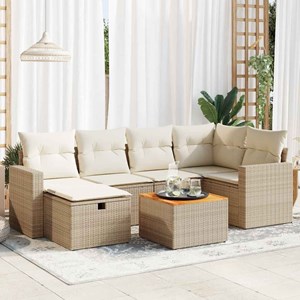 Maison exclusive - salon de jardin avec coussins 7 pcs beige résine tressée