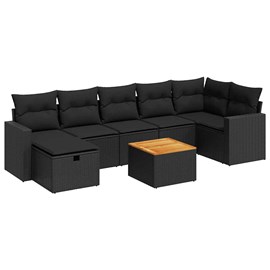 Maison exclusive - salon de jardin 8 pcs avec coussins noir résine tressée