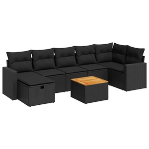 Maison exclusive - salon de jardin 8 pcs avec coussins noir résine tressée