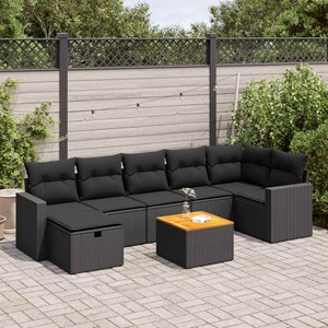 Maison exclusive - salon de jardin 8 pcs avec coussins noir résine tressée