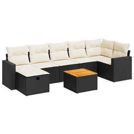 Maison exclusive - salon de jardin 8 pcs avec coussins noir résine tressée