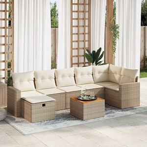 Maison exclusive - salon de jardin avec coussins 8 pcs beige résine tressée