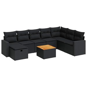 Maison exclusive - salon de jardin 9 pcs avec coussins noir résine tressée