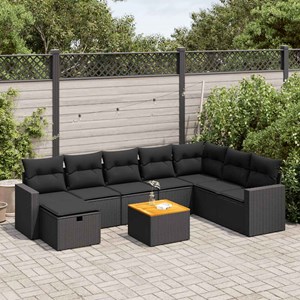 Maison exclusive - salon de jardin 9 pcs avec coussins noir résine tressée