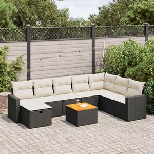 Maison exclusive - salon de jardin 9 pcs avec coussins noir résine tressée