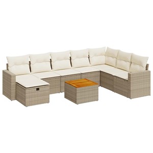 Maison exclusive - salon de jardin avec coussins 9 pcs beige résine tressée