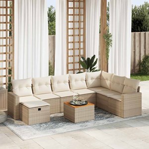 Maison exclusive - salon de jardin avec coussins 9 pcs beige résine tressée