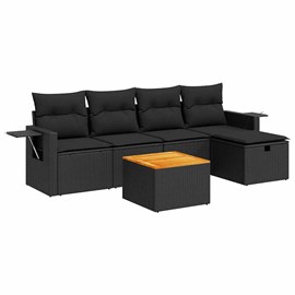 Maison exclusive - salon de jardin 6 pcs avec coussins noir résine tressée