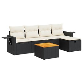 Maison exclusive - salon de jardin 6 pcs avec coussins noir résine tressée