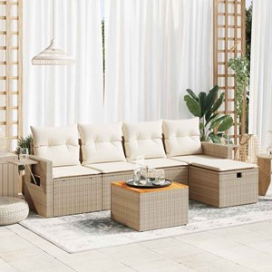 Maison exclusive - salon de jardin avec coussins 6 pcs beige résine tressée