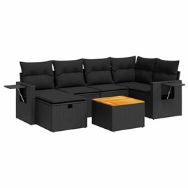 Maison exclusive - salon de jardin 7 pcs avec coussins noir résine tressée
