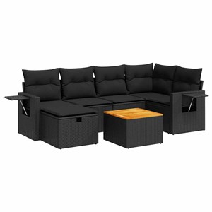 Maison exclusive - salon de jardin 7 pcs avec coussins noir résine tressée