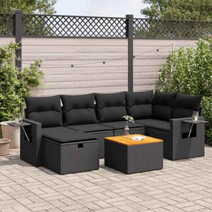 Maison exclusive - salon de jardin 7 pcs avec coussins noir résine tressée