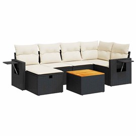 Maison exclusive - salon de jardin 7 pcs avec coussins noir résine tressée
