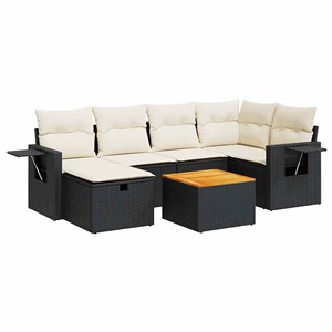 Maison exclusive - salon de jardin 7 pcs avec coussins noir résine tressée