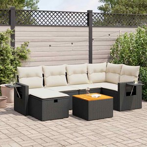Maison exclusive - salon de jardin 7 pcs avec coussins noir résine tressée