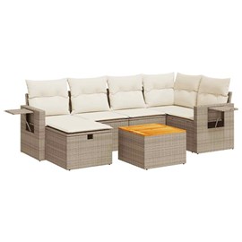 Maison exclusive - salon de jardin avec coussins 7 pcs beige résine tressée